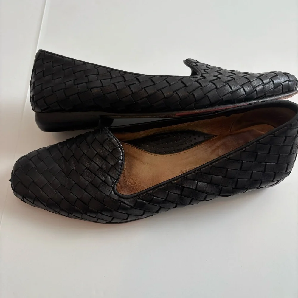 Robert Zur Black Woven Leather Flats - Picture 2 of 8